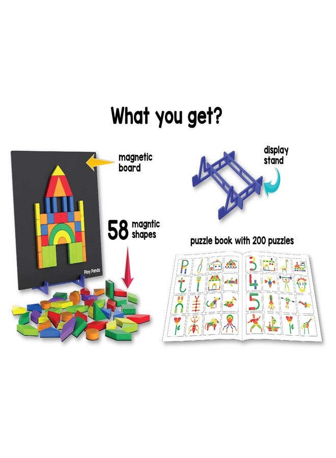 Play Panda Fun Magnetic Shapes Big Type 2 with 58 Magnetic Shapes, 200 Pattern Book, Magnetic Board and Display Stand - Image 4